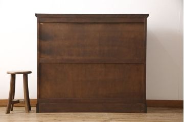 北海道民芸家具のサイドキャビネットをリペア&カスタム!扉のガラスを木製板に交換。台輪を取り付け。(収納棚、戸棚)