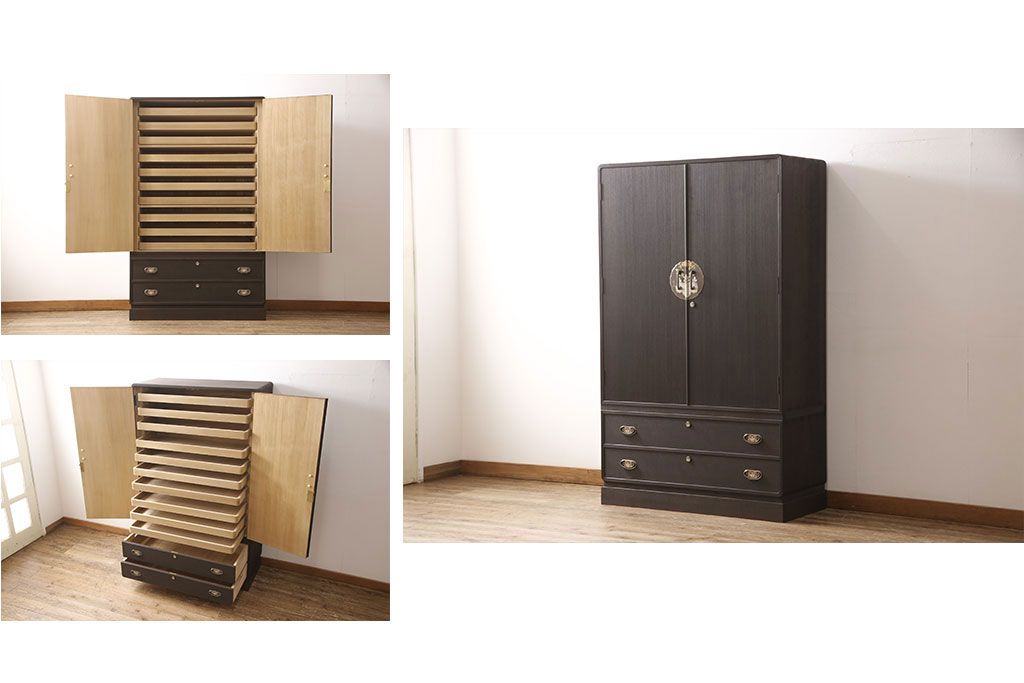 総桐箪笥をリペア&カスタム!高品質リペアを施し、全体をダークブラウンに着色し仕上げ。(着物箪笥、衣装箪笥)