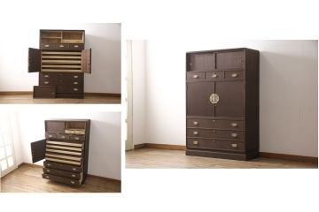 加茂総桐箪笥をリペア&カスタム!高品質リペアを施し、ブラウンに着色し仕上げ。(着物たんす、和服タンス)