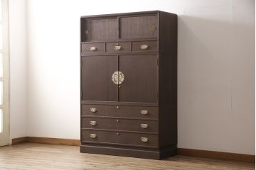 加茂総桐箪笥をリペア&カスタム!高品質リペアを施し、ブラウンに着色し仕上げ。(着物たんす、和服タンス)