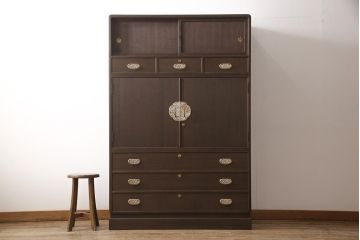 加茂総桐箪笥をリペア&カスタム!高品質リペアを施し、ブラウンに着色し仕上げ。(着物たんす、和服タンス)