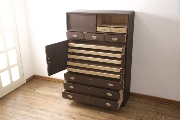 加茂総桐箪笥をリペア&カスタム!高品質リペアを施し、ブラウンに着色し仕上げ。(着物たんす、和服タンス)