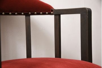 回転イスをリペア&カスタム!クッション座面を張り、木部は濃い茶色に着色し仕上げ。(ドクターチェア、アームチェア)