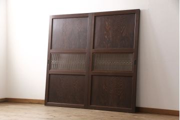 組子帯戸2枚をリペア&カスタム!戸車を取り付け。(建具、ガラス帯戸)