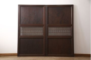 組子帯戸2枚をリペア&カスタム!戸車を取り付け。(建具、ガラス帯戸)