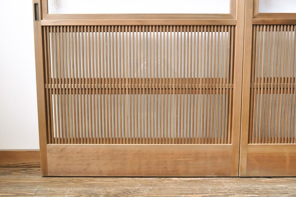 格子戸4枚をリペア&カスタム!戸車を取り付け、ガラスをクリアガラスに交換。(引き戸、建具)