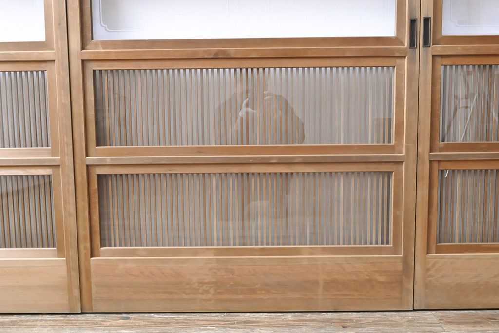 格子戸4枚をリペア&カスタム!戸車を取り付け、ガラスをクリアガラスに交換。(引き戸、建具)