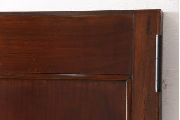 明治大正期の蔵戸をリペア&カスタム!戸杓リ箇所を埋木処理し、鎌錠2か所、戸羽金具、重量丁番3か所に金具を取り付け。現状の色味を活かした仕上げ。(引き戸、建具、玄関戸)