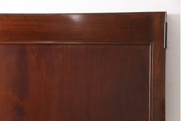 明治大正期の蔵戸をリペア&カスタム!戸杓リ箇所を埋木処理し、鎌錠2か所、戸羽金具、重量丁番3か所に金具を取り付け。現状の色味を活かした仕上げ。(引き戸、建具、玄関戸)