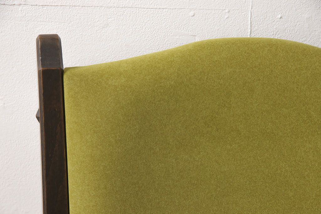 永田良介商店の回転チェアをリペア&カスタム!お好みの生地に張り替え、パイピングの無いデザインに変更。(椅子、1人掛け、アームチェア)