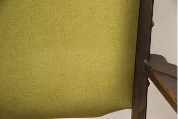 永田良介商店の回転チェアをリペア&カスタム!お好みの生地に張り替え、パイピングの無いデザインに変更。(椅子、1人掛け、アームチェア)