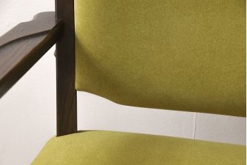 永田良介商店の回転チェアをリペア&カスタム!お好みの生地に張り替え、パイピングの無いデザインに変更。(椅子、1人掛け、アームチェア)