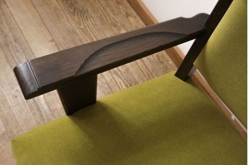 永田良介商店の回転チェアをリペア&カスタム!お好みの生地に張り替え、パイピングの無いデザインに変更。(椅子、1人掛け、アームチェア)