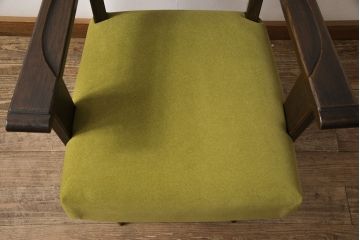 永田良介商店の回転チェアをリペア&カスタム!お好みの生地に張り替え、パイピングの無いデザインに変更。(椅子、1人掛け、アームチェア)