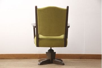 永田良介商店の回転チェアをリペア&カスタム!お好みの生地に張り替え、パイピングの無いデザインに変更。(椅子、1人掛け、アームチェア)