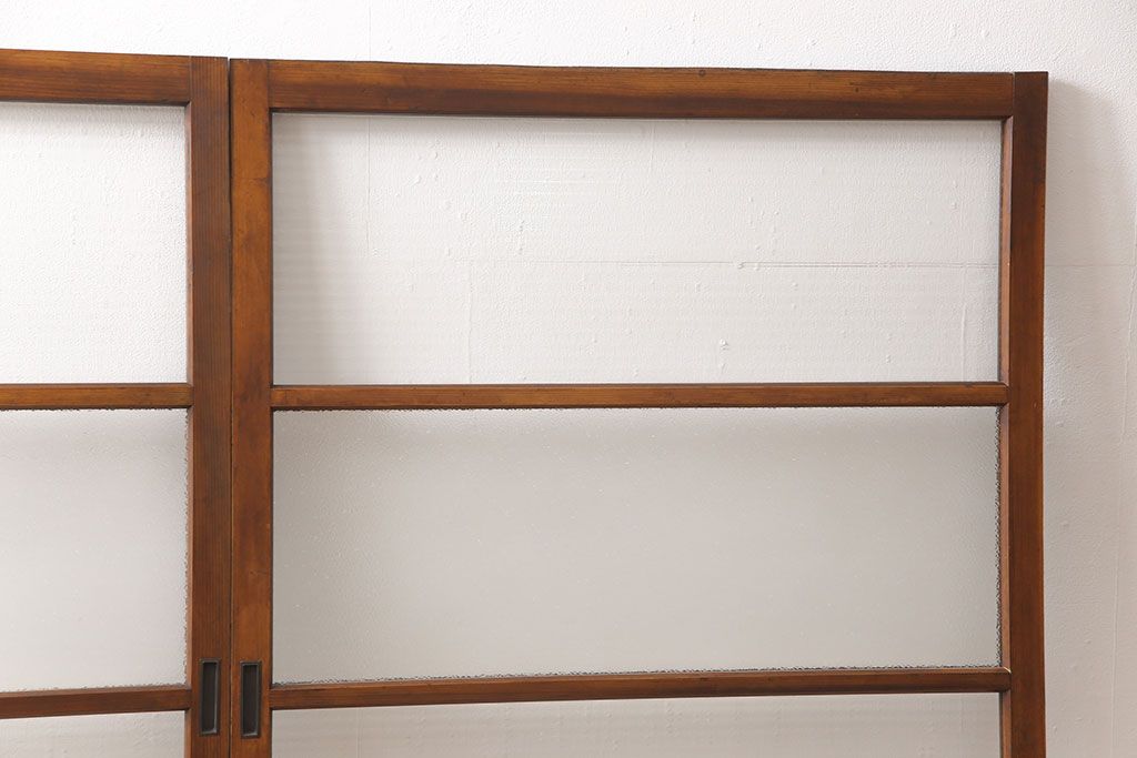 ビンテージのガラス戸2枚をリペア&カスタム!高さを切り詰めリサイズ。(窓、引き戸、建具)