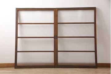 ビンテージのガラス戸2枚をリペア&カスタム!高さを切り詰めリサイズ。(窓、引き戸、建具)