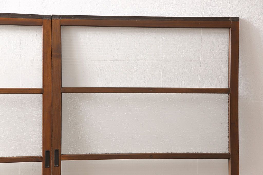 ビンテージのガラス戸2枚をリペア&カスタム!高さを切り詰めリサイズ。(窓、引き戸、建具)