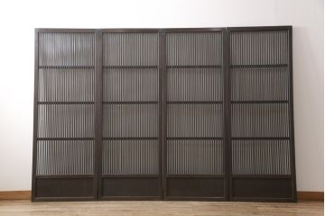 明治大正期の格子戸4枚をリペア&カスタム!リサイズし、現状の色味に合わせて着色仕上げ。(引き戸、建具)