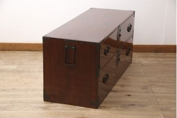 米沢箪笥の見た目を変えずに綺麗にリペア!内部に切り欠き加工をし、天板を補強。(和たんす、ローチェスト、収納箪笥、時代箪笥、引き出し)