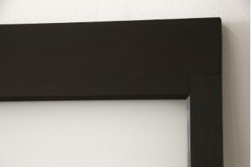 アンティークの建具をリペア&カスタム!高さと幅をリサイズし、モダンなデザインに変更。引手の取り付け。濃い茶色で着色仕上げ。(ガラス戸、引き戸)