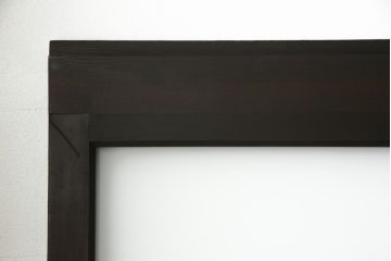 アンティークの建具をリペア&カスタム!高さと幅をリサイズし、モダンなデザインに変更。引手の取り付け。濃い茶色で着色仕上げ。(ガラス戸、引き戸)