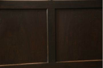 アンティークの建具をリペア&カスタム!高さと幅をリサイズし、モダンなデザインに変更。引手の取り付け。濃い茶色で着色仕上げ。(ガラス戸、引き戸)