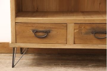 昭和中期の鉄脚付き収納棚の見た目を変えずに綺麗にリペア!クリアワックス塗装で仕上げ。(戸棚、飾り棚、オープン棚)