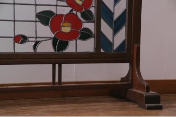 アンティークの衝立をリペア&カスタム!当時物の色ガラスとオリジナルのステンドグラスをはめ込み、大正ロマンな仕上がりに。(つい立て、間仕切り、パーテーション)