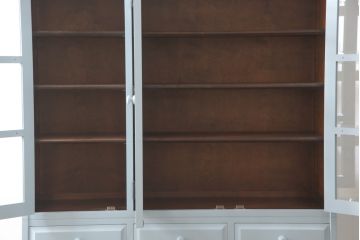 北海道民芸家具の食器棚をリペア&カスタム!高品質リペアを施し、くすんだ水色でペイント仕上げ。(カップボード、キャビネット、サイドボード、サイドキャビネット)