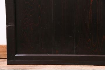明治期のガラス帯戸2枚をリペア&カスタム!オリジナルのステンドグラスをはめ込み、濃い茶色で着色仕上げ。(引き戸、板戸、ガラス戸、建具)