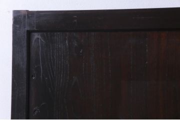 明治大正期の帯戸をリペア&カスタム!オリジナルのステンドグラスをはめ込み、濃い茶色で着色仕上げ。(引き戸、板戸、ガラス戸、建具)
