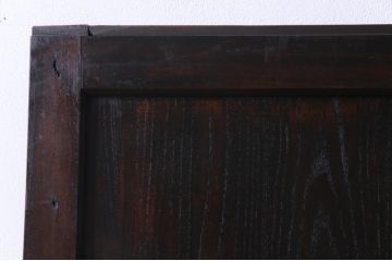 明治大正期の帯戸をリペア&カスタム!オリジナルのステンドグラスをはめ込み、濃い茶色で着色仕上げ。(引き戸、板戸、ガラス戸、建具)