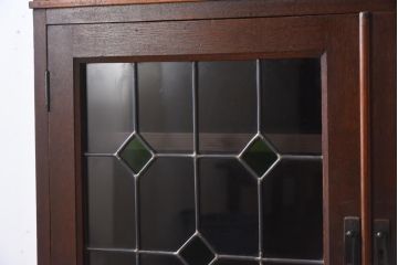 大正昭和初期のガラスキャビネットをリペア&カスタム!建具にオリジナルのステンドグラスを使用。(収納棚、戸棚、サイドボード、ガラスケース)