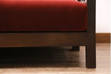 アンティークのソファベッドをリペア&カスタム!座面内部のスプリングを取り外し、ウレタンに交換。指定の生地に張り替え。(3人掛けソファ、トリプルソファ)