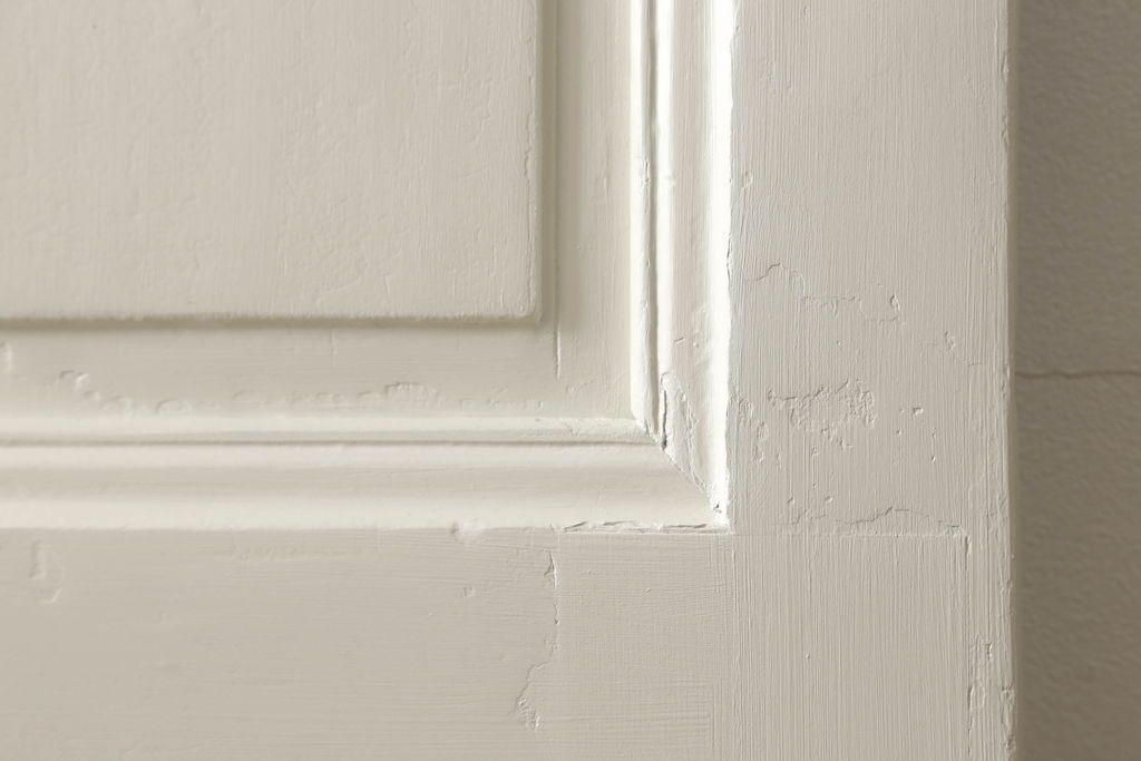 フランスアンティークの木製ドアをリペア&カスタム!高さと幅をリサイズし、鍵金具を取り外して埋木。アンティークのホワイトにペイント仕上げ。(扉、建具)