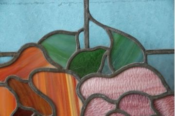 アンティークステンドグラス2枚をリペア&カスタム!それぞれに木枠を新規製作。落ち着いた茶系で着色仕上げ。(明り取り、窓)