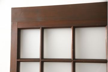 ガラス戸2枚セットをリペア&カスタム!リサイズし、引手金具と戸車を取り付け。本体は現状に近い色味に着色仕上げ。(引き戸、建具)