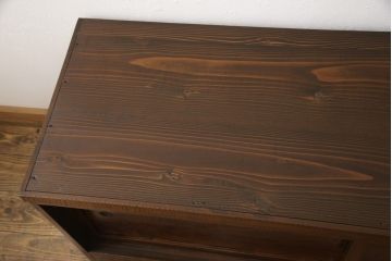 箪笥ローボードをリペア&カスタム!内部棚、左右の仕切りを外しあらたに棚板1枚製作。本体は現状をベースに着色。(戸棚、収納棚)