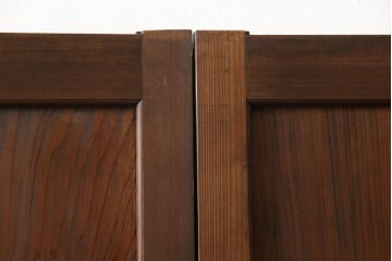 ガラス帯戸4枚をリペア&カスタム!ご希望サイズにリサイズし、引手や戸車は新しく取付。下桟は新材を使用して加工。本体の色味に合わせて着色。(ガラス戸、引き戸、建具)