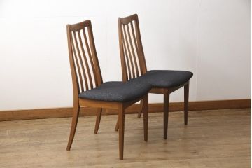 チェア2脚をリペア&カスタム!ご希望の生地で座面を張り替え、本体は現状をベースに着色。(ダイニングチェア、椅子、ビンテージ)