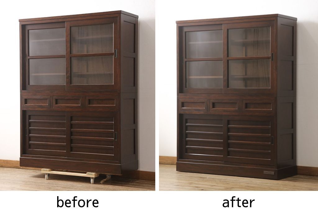 食器棚をリペア&カスタム!キャスター、コンセントを取り付け。(戸棚、収納棚、キャビネット)