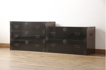 庄内箪笥の見た目を変えずに綺麗にリペア!元の雰囲気を残しつつ研磨して仕上げ。(重ね箪笥、時代箪笥、引き出し)