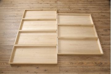 加茂総桐箪笥をリペア&カスタム!上段の引き出し枠を取り払い、衣装盆の受け製作。下段引き出し3杯のうち1杯をカットし高さをリサイズ。(並厚、総桐たんす、桐タンス、着物箪笥、衣装タンス)