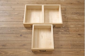 加茂総桐箪笥をリペア&カスタム!上段の引き出し枠を取り払い、衣装盆の受け製作。下段引き出し3杯のうち1杯をカットし高さをリサイズ。(並厚、総桐たんす、桐タンス、着物箪笥、衣装タンス)