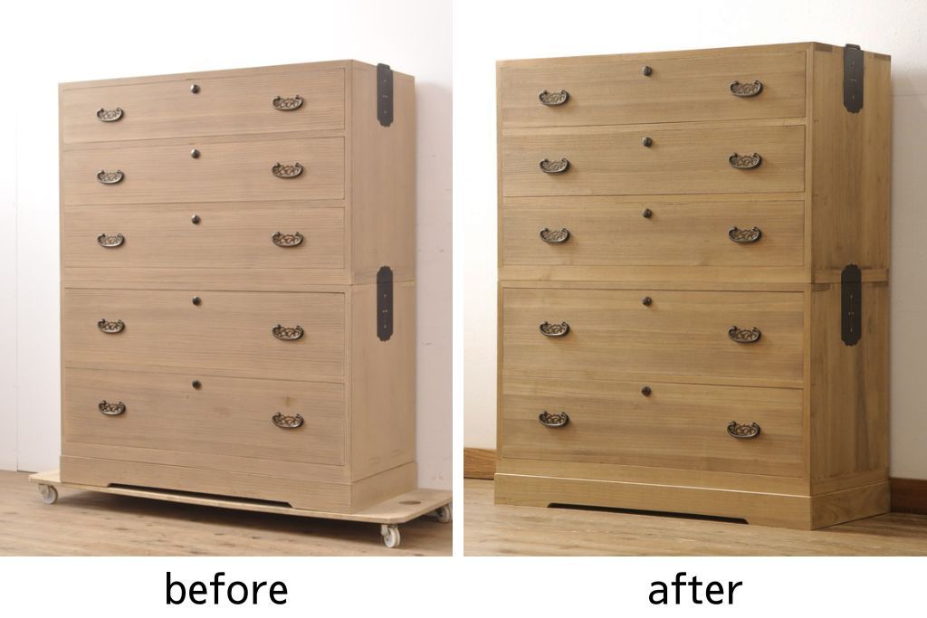 総桐箪笥をリペア&カスタム!桐材本来の木目や木色を生かしたナチュラル仕上げ。(桐たんす、和タンス、衣装箪笥、ヴィンテージ)