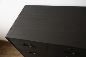 総桐箪笥の見た目を変えずに綺麗にリペア!当店商品を参考に濃い茶色に着色。(整理タンス、小抽タンス、衣装箪笥、桐たんす)