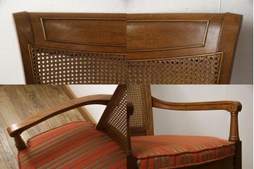 ダイニングチェア6脚セットをリペア&カスタム!座面をご希望の生地に張り替え。同生地・同系色の生地にてパイピングを取付け。(イス、椅子、アームチェア)