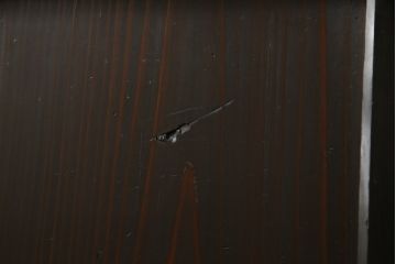 ガラス帯戸3枚をリペア&カスタム!高さをサイズし、調整式のV型戸車を取り付け。本体は現状の色味を活かして仕上げ。(建具、引き戸)