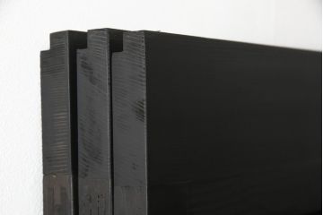 ガラス帯戸3枚をリペア&カスタム!高さをサイズし、調整式のV型戸車を取り付け。本体は現状の色味を活かして仕上げ。(建具、引き戸)